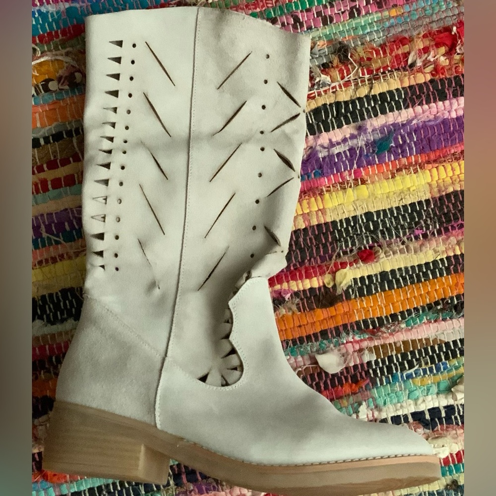 Genuine Leather Perforated Boots